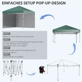 Outsunny Faltpavillon 3 x 3 m inkl. 2 Seitenteile Grün
