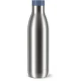 Emsa Bludrop Eco Isolier-Trinkflasche, wiederverwendbar, recycelter Edelstahl, Öko-Design, Quick-Press, 12h heiß/24h kalt, 0,7 L, spülmaschinenfest, auslaufsicher, Blau, N3112700