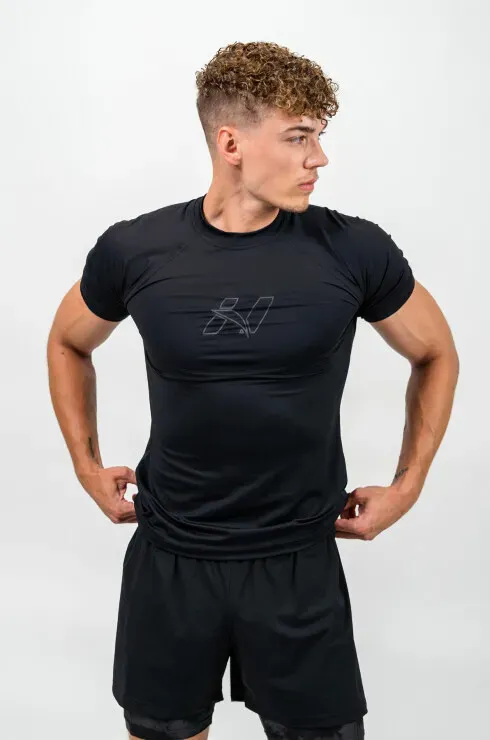 Herren T-Shirt Nebbia  Workout Compression T-shirt ENDURANCE black XXL - Schwarz