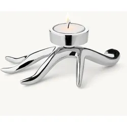 SALE Kerzenleuchter Geweih Keke (Höhe 7 cm, Länge 16 cm), silberfarben, Aluminium vernickelt