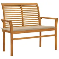 VidaXL Gartenbank mit Beige Auflage 112 cm Massivholz Teak
