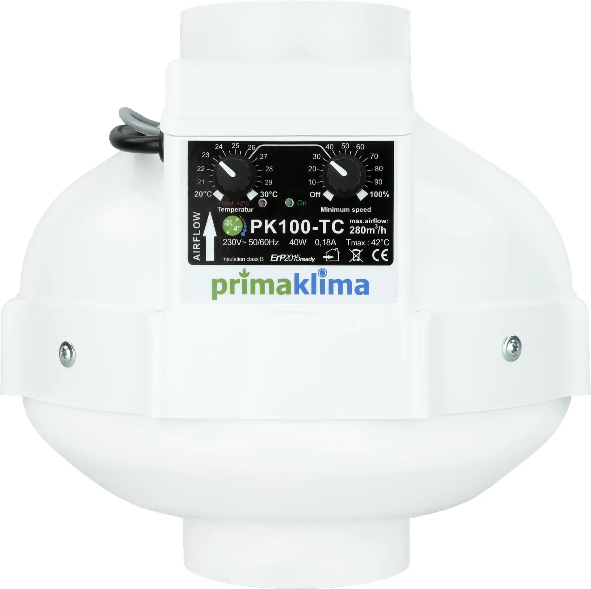 PrimaKlima PK100EC-TC (580m3/h) mit Temp. Kontrolle