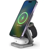 CubeNest 3in1 faltbares kabelloses Magsafe-kompatibles Ladegerät S312 Pro Grau - Grau