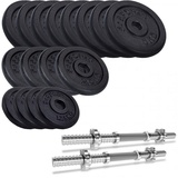 ScSPORTS ScSPORTS® Kurzhantel Set - 20/27/30/40/60/70 kg, 2 Hantelstangen, Scheiben, 30mm, Gusseisen, Gewinde, Sternverschluss - Kurzhantelset, Hantelset, Kurzhantelstange (55 KG (8x5 + 4x2.5 + 4x1.25))