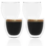 Intirilife 4x doppelwandiges transparentes Espressoglas - 80 ml Füllmenge - Kaffeeglas Teeglas Thermoglas Dekoglas