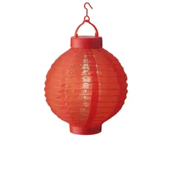 LED Solar Lampion 20cm Party Balkon Terrasse Gartenbeleuchtung Lichtsensor rot