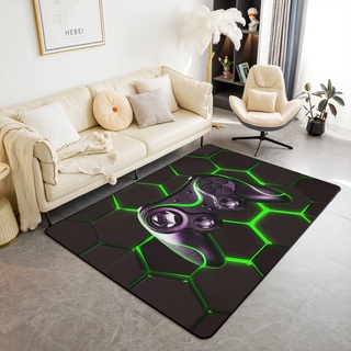 Loussiesd Gamer Moderne Teppich 150x200cm Honigwaben Gamepad Teppiche Matte für Wohnzimmer Schlafzimmer Gaming Dekorativer Teppich Rutschfester Bereich Runner Teppich