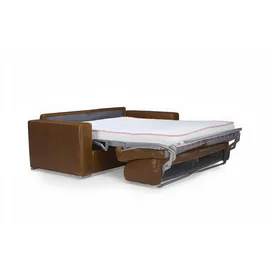 vente-unique Schlafsofa mit Matratze 3-Sitzer - 100% Büffelleder - Vintage-Optik - Matratze 13 cm - DELECTEA II