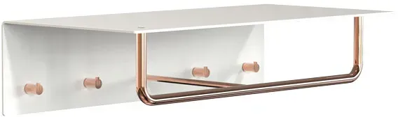 frost UNU Wandgarderobe 4003 mit 4 Haken weiß matt/kupfer poliert - weiß matt