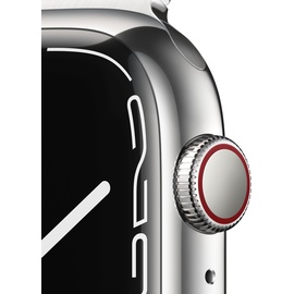 Apple Watch Series 7 GPS + Cellular 45 mm Edelstahlgehäuse silber, Milanaise Armband silber