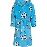 Playshoes Fleece-Bademantel Morgenmantel, blau Fußball, 158/164