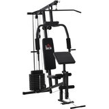 Homcom Kraftstation Fitnessstation Multigym inkl. Gewichten mit Rollenpolsterung Schwarz 148L x 108B x 207H cm