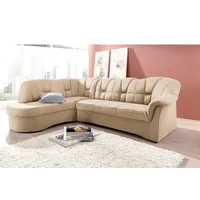 Ecksofa DOMO COLLECTION "Papenburg L-Form" Sofas Gr. B/H/T: 241cm x 84cm x 178cm, Microfaser PRIMABELLE, Ottomane links, ohne Bettfunktion, beige (natur) mit Ottomane, wahlweise Bettfunktion