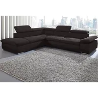 Ecksofa SIT & MORE "Valentine, L-Form, Armteil- & Kopfteilverstellung", schwarz, B:272cm H:73cm T:226cm, 100% Polyester, Luxus-Kunstleder/Struktur (88% Polyester, 12% Polyamid), Sofas, optional mit Bettfunktion, Ottomane links oder rechts, NaturLEDER, Topseller