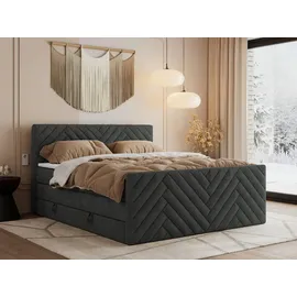 MKS Boxspringbett mit Bettkasten - grau - Maße (cm): B: 161 H: 110