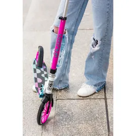Raven Klappbarer Scooter mit Klingel, Flaschenhalter, Galaxia Blue/Pink 200mm)