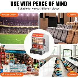 Vevor Hot Dog Dampfgarer, 27L, 2-stufiger Hot Dog Hütten-Dampfgarer, 30°C~85°C Temperaturregelung, elektrischer Brötchenwärmer mit Schiebetüren aus gehärtetem Glas, Trennplattenzange, Edelstahl