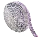 SYSUII 5 Yards Strass Selbstklebendes Band Kristall Diamant Aufkleber Harz Diamant Band DIY Bling Selbstklebende Aufkleber Strassband für DIY Hochzeit Geburtstag Party Handwerk Telefon -Lila