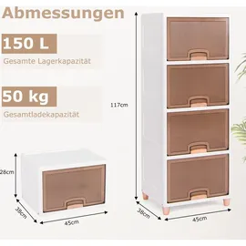 Costway Aufbewahrungsbox 45 x 38 x 117 cm 4-tlg. weiß