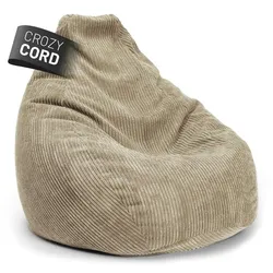 LUMALAND GIANT Cord Sitzsack mit stabiler Lehne - 96 x 72 x 70 cm - Beige