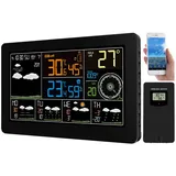 Infactory WLAN-Funk-Wetterstation Schwarz 5 Tage Wettertrend