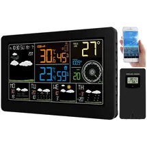 Infactory WLAN-Funk-Wetterstation Schwarz 5 Tage Wettertrend