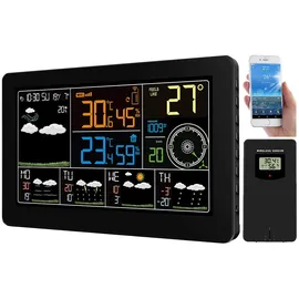 Infactory WLAN-Funk-Wetterstation Schwarz 5 Tage Wettertrend
