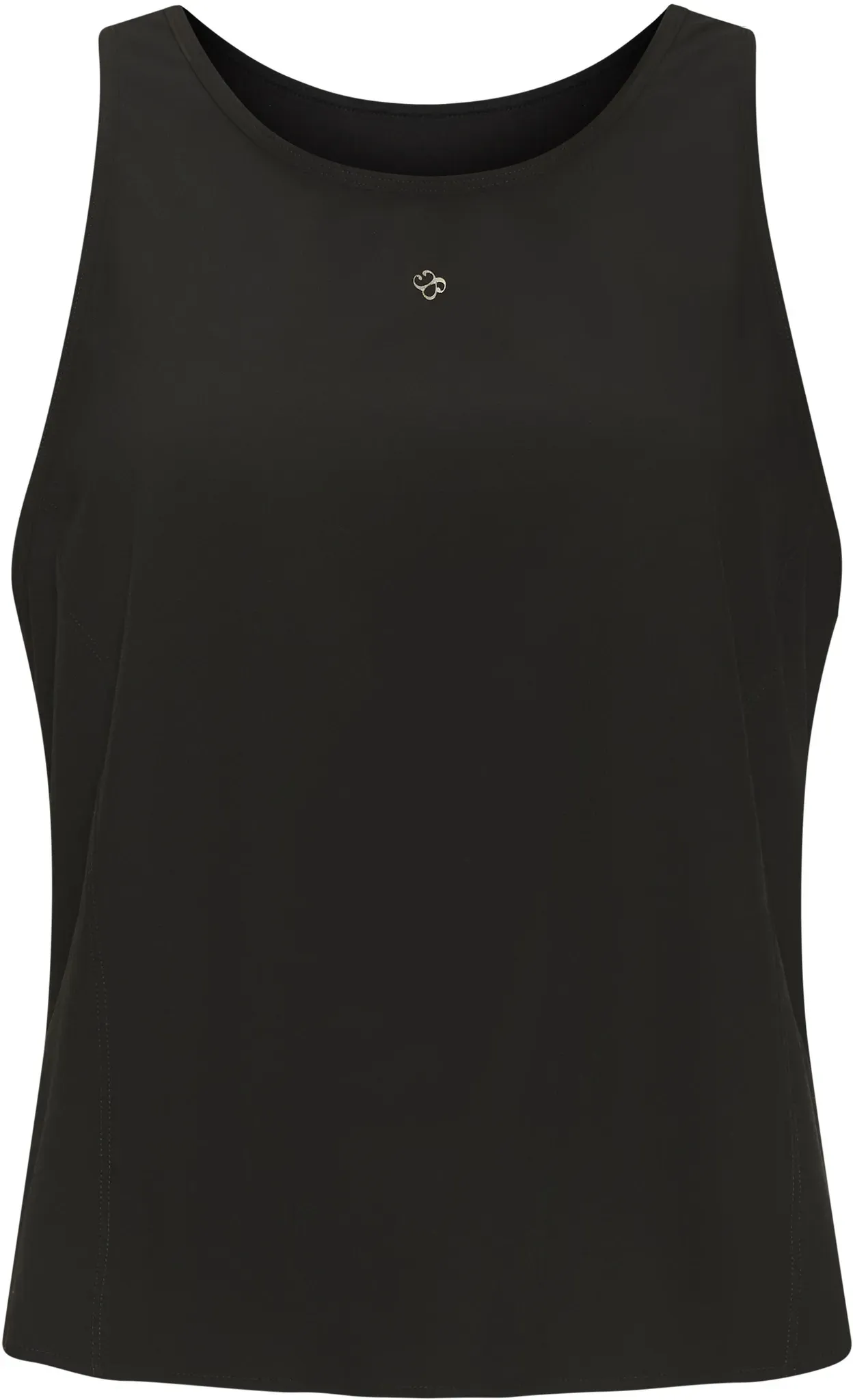 Sporttop LASCANA ACTIVE, Damen, Gr. L (44/46), schwarz, Obermaterial: 80% Polyamid, 20% Elasthan, sportlich, figurumspielend hüftlang, Rundhals, ohne Ärmel, Tops, Abstrakt gemustert