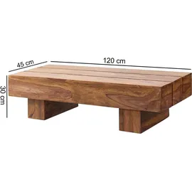 FineBuy Couchtisch Braun Akazie 120 x 45 x 15 cm