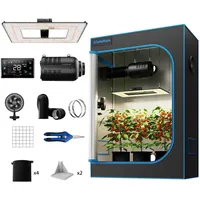 TurboWuchs Turbo2000& 120x60x180cm Growzelt Komplettset LED Grow Lampe Vollspektrum LM301H EVO LEDs Growzelt Kit Komplettes Hydroponics 1680D Growing Tent Kit Belüftungssystem