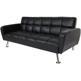 Mendler Schlafcouch Kunstleder 3-Sitzer Schwarz