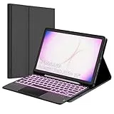 ROOFEI für Samsung Galaxy Tab A11 Plus/A9+ 11 Zoll Tastatur Hülle - 7 Farbig Hintergrundbeleuchtetes mit Abnehmbares Touchpad Tablet Cover - Tab A11+/A9 Plus 11" Deutsches QWERTZ Layout Tastatur