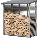 Gartenpirat Kaminholzregal mit Rückwand in grau aus Holz Holzlager Kaminholzunterstand – 1,8 m3 Fassungsvermögen: 1,8 m3