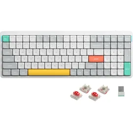 nuphy Air96 V2 Mechanische Tastatur Kabellos mit niedrigem Profil,100 Tasten RGB Hot-Swap Tastatur unterstützt 2.4GHz Wireless/Bluetooth/USB-C für PC/Laptop/Windows/Mac-White Gateron Red Switch