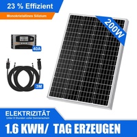 200 Watt 12 Volt Solar Set Solaranlage Inselanlage Garten Camping Solarmodul