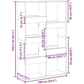 vidaXL Raumteiler Schwarz 100x33x155,5 cm Holzwerkstoff