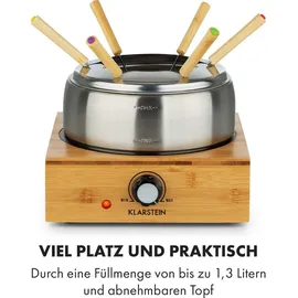 Klarstein Bambus Fondue, Edelstahl-Topf, 800W