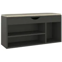 Furnicato Schuhbank mit Kissen Grau 104x30x49 cm Holzwerkstoff