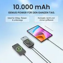 Viesta Viesta® Classic Powerbank 10.000 mAh Rot – 22,5 W Schnellladen, Pd 20w, 15 W kabelloses Laden, USB-C In/out, Usb-a, Lightning, Magnetfunktion - Rot