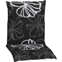 Nyvi Gartenstuhl-Auflage Barcelona – Niedriglehnerauflage für Gartenstühle Dessin:Black Flower;Anzahl:1x