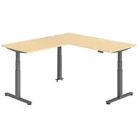 Bümö Eckschreibtisch, Ahorn, Graphit, Nachbildung,Ahorn, Rechteckig, 180x74x200 cm, FSC