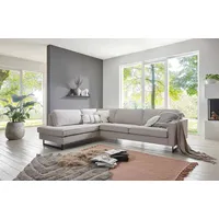 PLACES OF STYLE Ecksofa »Pinto, 290 cm, Ottomane links / rechts«, Cord, Feincord, Luxus-Microfaser Leder und Chenille, beige