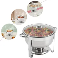 Runder Speisewärmer Kit, Edelstahl Runde Chafing Dish Set, 8,5L Warmhaltebehälter Wärmebehälter Buffet Set - Silber