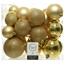 Decoris Schachtel mit 26 goldenen Kugeln in verschiedenen Größen Ø6 cm / Ø 8 cm / Ø 10 cm