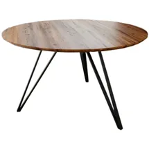 SAM Outillage SAM Runder Esszimmertisch Akazie nussbaum Schweizer Kante 130 cm, Metallfuß INSA