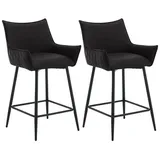 Woltu 2er Set Barhocker für Küche, Barhocker, Samt Barstühle mit Armlehne, gepolsterte Rückenlehne, Polsterhocker für Küche, Restaurant, Kneipe, Anthrazit