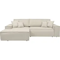 andas Ecksofa Finnley Schlafsofa 267 cm Bouclé, Struktur fein u. Cord, L-Form,«, Schlaffunktion m. Bettkasten (136/210 cm), Bouclé, Struktur fein, Recamiere links, beige (creme) (12759739-0)