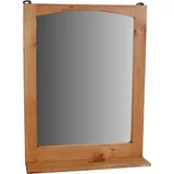 MiaMöbel Mexico Spiegel mit Ablage Glas, Massivholz Pinie Mexiko Möbel Mexikanisch