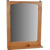 MiaMöbel Mexico Spiegel mit Ablage Glas, Massivholz Pinie Mexiko Möbel Mexikanisch