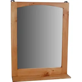 MiaMöbel Mexico Spiegel mit Ablage Glas, Massivholz Pinie Mexiko Möbel Mexikanisch